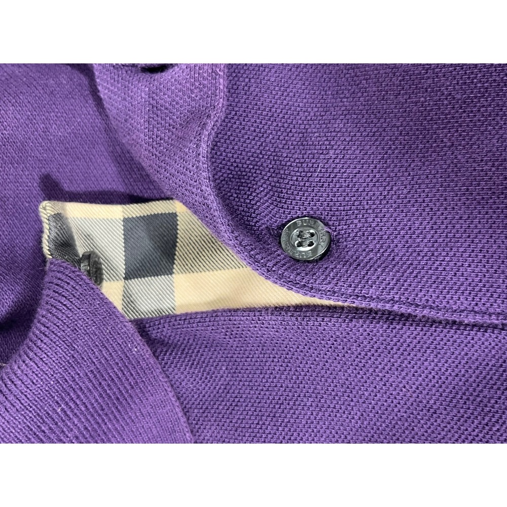 Burberry Brit Short Sleeve Polo Shirt Women L Purple Logo Classic Preppy Lux - Picture 6 of 13